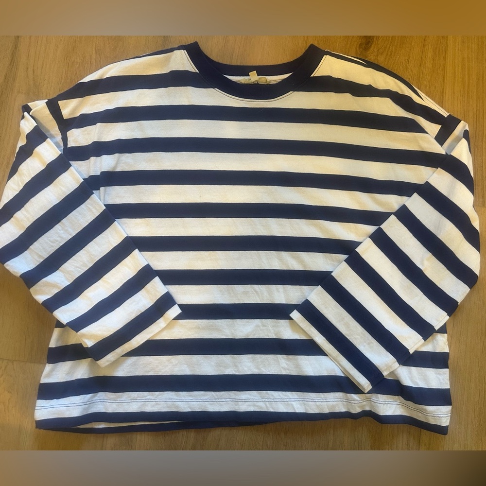 Navy and White Striped Shirt